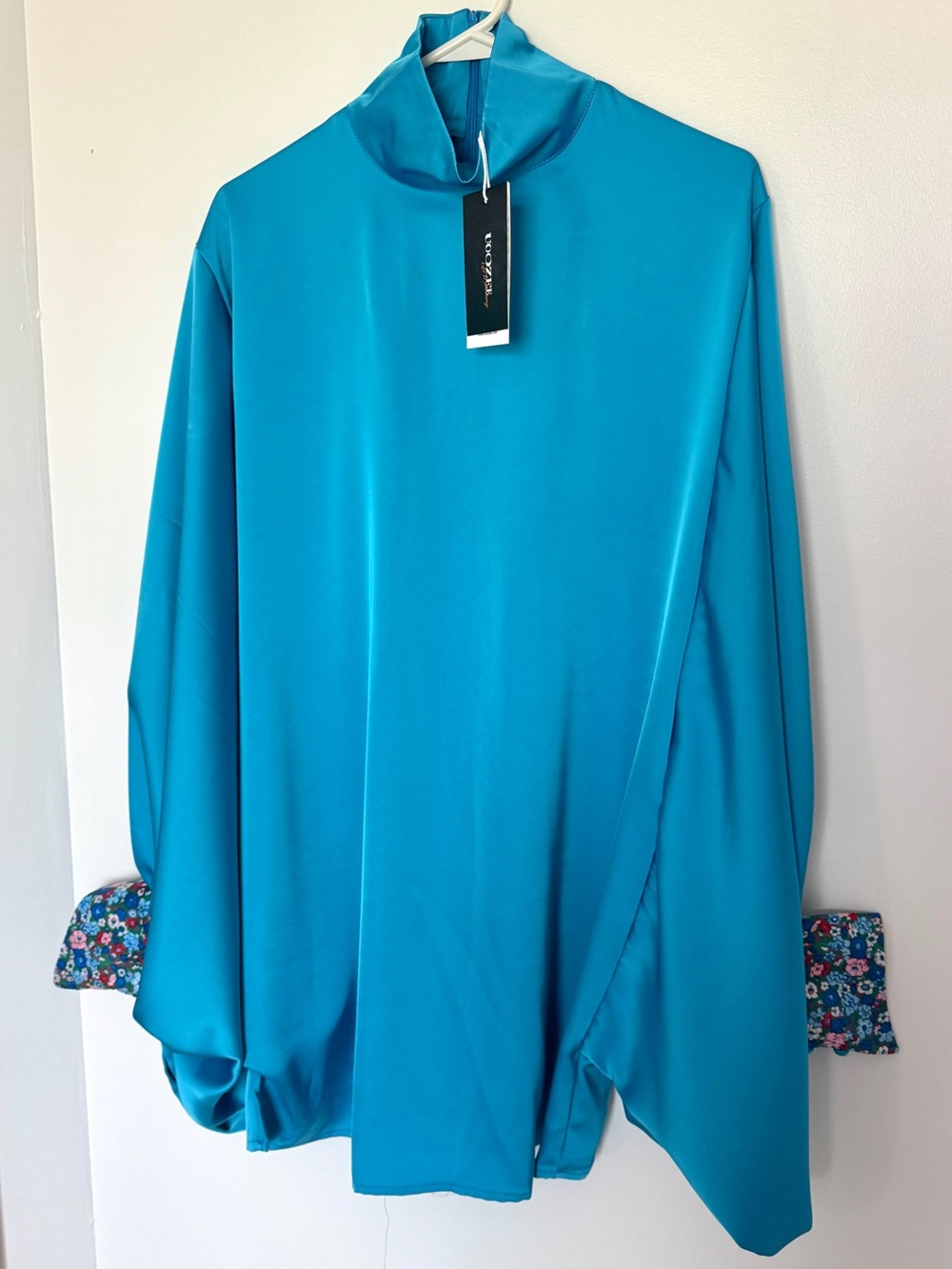 UOOZEE NWT Turquoise Blue Batwing Sleeve Mini Dress L